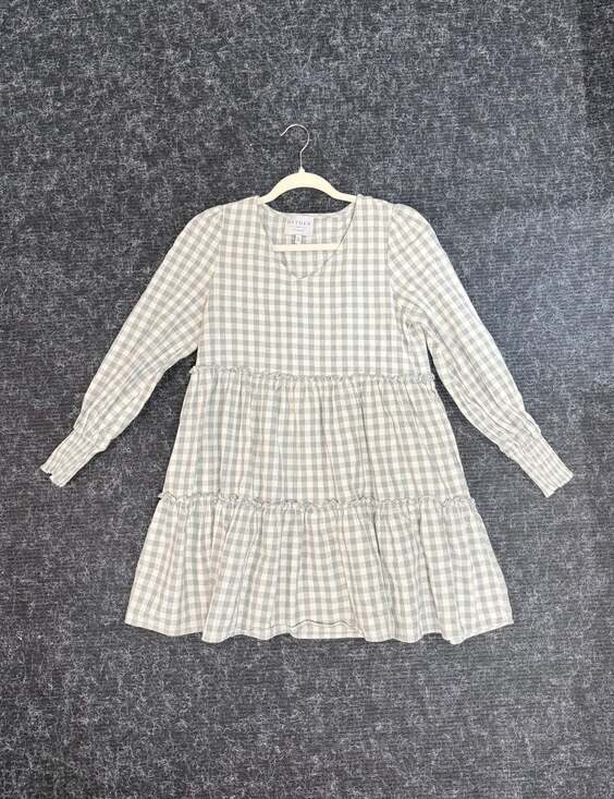 Hayden Los Angeles Dresses & Skirts - Cottagecore Country Hayden Los Angeles Women's Small Gray Gingham Plaid V-Neck S